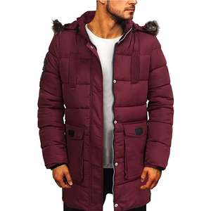 Brown Leather Hooded Parka Winter Warm <b>Long</b> <b>Puffer</b> <b>Coat</b> Canvas Outerwear Windproof Thermal Heavy Jacket Front Logo Wholesale - Product Image 5
