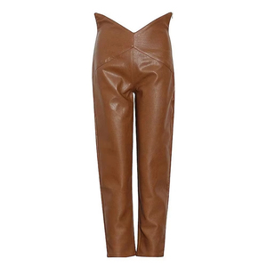 Pantalones de cuero sintético para mujer, estilo pull-on, cintura alta, suaves y elásticos, de PU, a la moda, casuales, para uso diario, OEM, ODM, venta al por mayor personalizada - Product Image 1