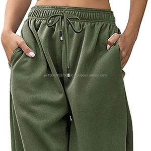 Pantalon de détente décontracté pour femme avec cordon de serrage Joggers d'hiver extensibles avec poches Jambe droite Pantalon de survêtement confortable à l'avant - Product Image 1