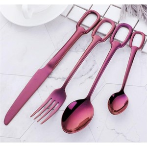 Juego de Cubiertos de Lujo en Oro Rosa, Acero Inoxidable 18/10, Juego de Cubiertos con Mango de Estribo, Cuchara, Tenedor y Cuchillo para Hotel, Restaurante, Boda - Product Image 3
