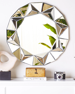 Luxury Glass Mosaic Wall <b>Mirror</b> Handmade Decorative Round <b>Mirror</b> for Home Interior Living Room Entryway Bedroom Bathroom and Hot - Product Image 4