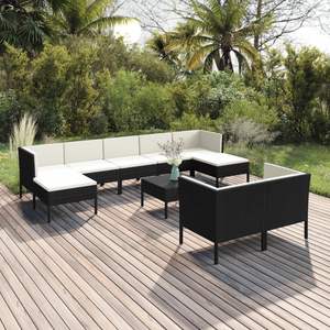 Conjunto Modular Mediano para Jardín en Ratán Sintético Negro, Muebles de Exterior Elegantes - Product Image 1