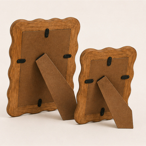 Wholesale Scalloped Wooden Photo <b>Frame</b> Natural Solid <b>Wood</b> <b>Picture</b> <b>Frame</b> Ornate Wavy Edge Desktop Display Framework for Sale - Product Image 3