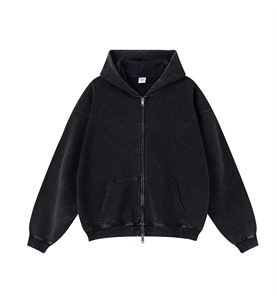 Hoodie gris surdimensionné personnalisé pour l'hiver, éco-responsable, 100% coton French Terry, délavé à l'acide, double fermeture éclair, épais, unisexe - Product Image 5