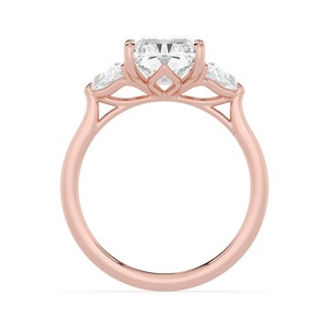 Anillo de compromiso de diamante de corte ovalado para mujer, anillo de compromiso con diamante cultivado en laboratorio, oro amarillo de 10K, forma ovalada tipo cometa, tres piedras laterales. - Product Image 2