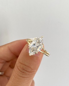 <b>Man</b> Made Diamond 1.50 Ct F Color VS1 Clarity Marquise Cut 18k Yellow Gold Split Shank Solitaire Engagement <b>Ring</b> IGI Certified - Product Image 3