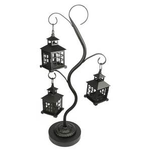 Elegante Farol de Metal con Base Alta para Decoración de Balcón e Iluminación Nocturna Elegante para Exteriores - Product Image 4