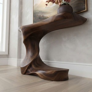 Handmade Natural Solid Wood <b>Table</b> Modern Home Living Room Entrance <b>Table</b> Curved Solid Wood Console <b>Table</b> Best Price - Product Image 3