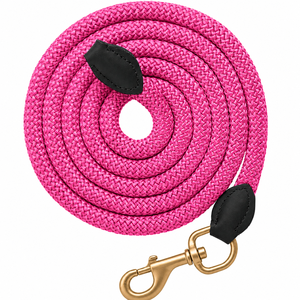 Premium <b>Braided</b> Leather PP Horse Lead Rope Brass Snap Durable Soft Poly Training Halter Lead Equestrian Stable Tack <b>Pink</b> 2M - Product Image 1