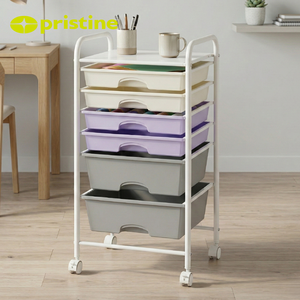 Chariot de rangement multifonctionnel en métal à 6 tiroirs avec étagère, fabriqué à Taïwan, pour cuisine, salon, bureau à domicile - Product Image 4