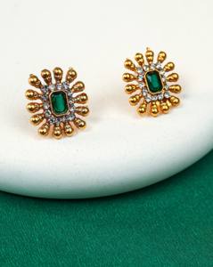 Juego de Joyería Artificial de Diseño Antiguo de Lujo, Juego de Collar con Gemas de Esmeralda Verde, Joyería de Moda para Mujer de Alta Calidad al por Mayor - Product Image 4