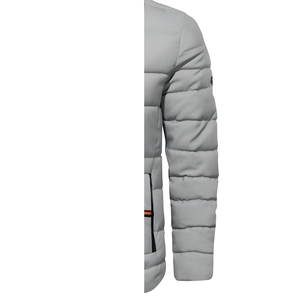 Veste d'hiver décontractée imperméable avec poches, personnalisable en gros, imprimée OEM, en polaire matelassée, col montant, logo frontal, pour hommes, option grandes tailles - Product Image 4