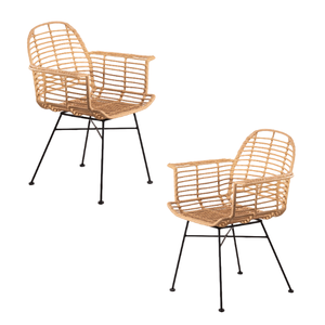 Sillón Minimalista de Ratán Tejido, Silla de Comedor Moderna para Patio con Base Metálica Resistente para Uso Doméstico y Comercial - Product Image 4