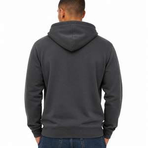 Sudadera con Capucha para Hombre, Corte Regular, Felpa, Mezcla de Algodón, Color Sólido, Estilo Casual Urbano, con Bolsillos - Product Image 3