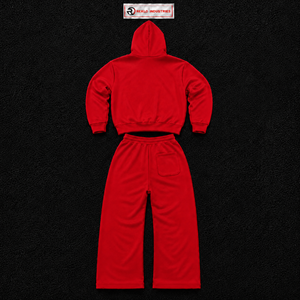 Conjunto Deportivo Rojo para Hombre con Capucha, Sudadera y Pantalones Largos de Algodón de Color Sólido, con Logotipo Frontal y Cierre con Cordón - Product Image 6