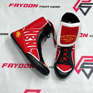 รองเท้าคิกบ็อกซิ่งหนัง PU แบบสั่งทำพิเศษ No Boxing No Life สำหรับการฝึกซ้อมและการแข่งขันมืออาชีพ รองเท้ามวยไทย - Product Image 6