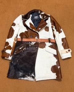 OEM ODM Cowhide <b>Long</b> Coat Leather <b>Jacket</b> for <b>Mens</b> Hair on Hide Cow Boy Leather <b>Jackets</b> <b>Long</b> Coat - Product Image 2