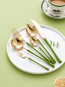 Luxury 18/10 Stainless Steel Green Color Handle <b>Flatware</b> <b>Set</b> Utensils <b>Sets</b> for Home Hotel Restaurant Christmas - Product Image 6