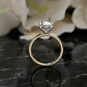 แหวนหมั้นเพชรทรงรีแบบโซลิแทร์ทอง 14K แหวนแต่งงานเพชรทรงรีหรูหราสำหรับผู้หญิง - Product Image 5
