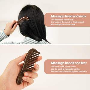 หวีไม้ซี่ห่างสำหรับผู้ชายและผู้หญิง ป้องกันไฟฟ้าสถิต ช่วยสางผมไม่พันกัน สำหรับผมหยิก ผมตรง ผมยาว - Product Image 5