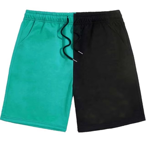 Pantalones Cortos Deportivos para Hombre, Diseño Moderno, Color Verde Azulado y Negro, Diseño Dividido, Ligeros, Casuales, de Verano, Cintura Elástica, para Uso Diario - Product Image 1