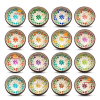 Bol en coquille de noix de coco décoré de nacre colorée sur mesure du Vietnam, écologique et naturel, fait main, pour le rangement des collations