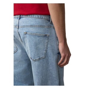 Jeans de Hombre, Corte Recto, Color Azul Claro, Cintura Media, Ajuste Holgado, Casuales, de Mezclilla de Algodón, para Verano - Product Image 5
