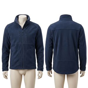 Veste polaire de travail haut de gamme 300 GSM en polyester anti-boulochage bleu marine, fermeture éclair intégrale, logo personnalisé OEM ODM, pour l'hiver, la randonnée et le camping - Product Image 3