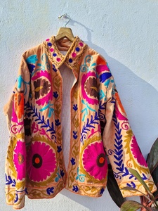 Handmade Pink Suzani Velvet <b>Gothic</b> Women's Floral Embroidered Hooded Reversible Down Coat 85% Filled Boutique Wholesale OEM ODM - Product Image 1
