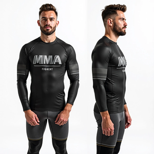 Maillot de combat MMA léger, T-shirt de compression élastique pour sportifs, Impression personnalisée, BJJ, Grappling, Entraînement de lutte, Fitness - Product Image 1