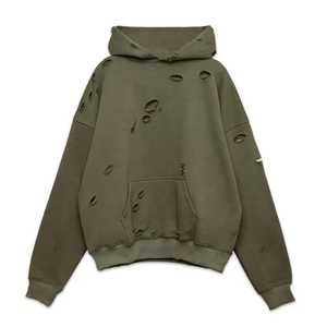 ผู้ผลิตเสื้อฮู้ดดี้ผู้ชายแบบหนาสไตล์ดิสเทรส |   ผ้าฝ้ายพรีเมียม - Product Image 1