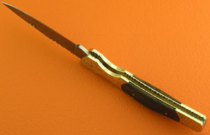 Back <b>Lock</b> Customized Damascus Steel Blade Straight Pocket <b>Knife</b> brass booster engraved wood Handle Leather Sheath Outdoor - Product Image 5