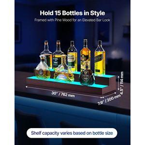 Espositore per Whisky a 2 Livelli da 30 Pollici con Illuminazione LED, Supporto USB, Mobile Bar Domestico con Ripiano Illuminato e Telecomando RF/App - Product Image 2