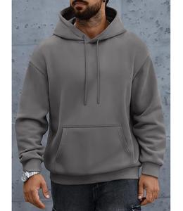 Nueva Sudadera con Capucha para Hombre, Elegante, 100% Algodón, Forrada, Manga Larga, Cuello Caído, Color Sólido, Cómoda, Tallas Grandes, Personalizable - Product Image 6