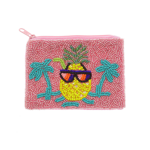 Pochette à monnaie élégante en toile brodée avec fermeture éclair et perles de rocaille, et sacs fourre-tout promotionnels suspendus de grande capacité avec finition élégante - Product Image 3