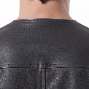 Chaleco de cuero con botones para hombre, chaleco de cuero sin mangas a la moda para hombre, chaleco de cuero con cordones laterales y bolsillos para hombre - Product Image 5