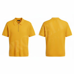 Polo à manches courtes côtelé 100% polyester de qualité supérieure avec col zippé, confortable et décontracté, OEM ODM, polos tendance - Product Image 5