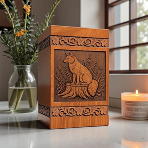Woodland Fox Cremation Urn | Personalized Rosewood <b>Memorial</b> <b>Keepsake</b> <b>Memorial</b> <b>Keepsake</b> by AYAANS - Product Image 1