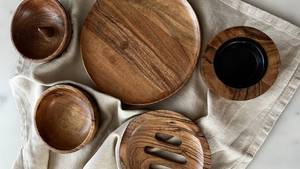 Bandeja Redonda de Madera Natural, Plato Decorativo Circular para Servir, para Restaurante, Hogar, Hotel, Boda - Product Image 2