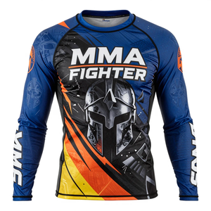 Camiseta de compresión de manga larga para luchador de MMA, con estampado por sublimación, de secado rápido, para hombre, top de entrenamiento de manga completa. - Product Image 4