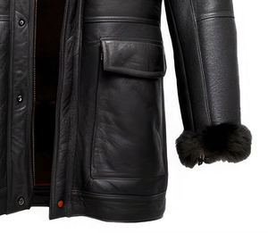 เสื้อแจ็คเก็ตนักบินบุขนแกะแท้สำหรับผู้ชาย  บุขนเฟอร์ฟ็อกซ์เทียม  กันน้ำ ระบายอากาศ กันลม  ไซส์ใหญ่  อุ่น  แบบยาว - Product Image 2