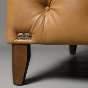 Sofá de Cuero con Base de Madera, Estilo Vintage Ecológico y Moderno, Muebles Artesanales para Sala de Estar, Hogar u Oficina, Rajasthan - Product Image 6