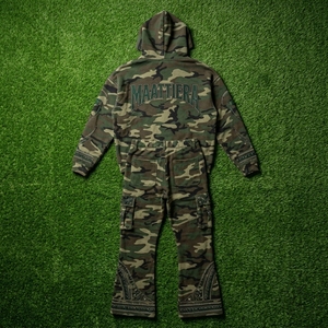 Mens Camouflage Hoodie Cargo Tracksuit Rhinestone <b>Embroidery</b> Custom Streetwear Sportswear Matching <b>Set</b> - Product Image 3