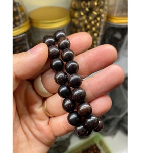 New Top Amethyst and Agate Stones Religious Buddhism GiftUnisex 7mm Agarwood <b>Ball</b>-Shaped Beaded Bangles - Product Image 4
