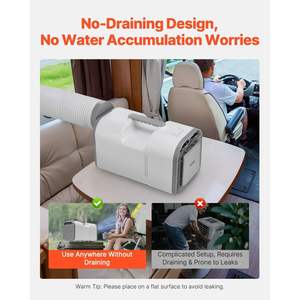 Climatiseur portable 4250 BTU 3 vitesses unité 24H minuterie réglable 16-32 ⁰C Compatible AC/DC pour tente extérieure Camping RVs maison - Product Image 5