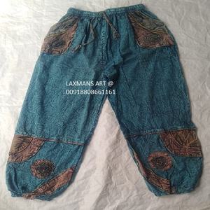 Pantalones bombachos estampados de algodón para mujer Pijamas de retazos de color sólido Pijama de harén de estilo indio - Product Image 2