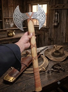 Hacha de Doble Hoja para Talar, Cabeza de Acero al Carbono Forjado, Mango de Madera de Palisandro, Diseño Vikingo con Barba, Herramienta de Corte de Árboles para Uso Exterior DIY - Product Image 2