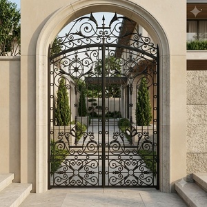 Puerta doble de hierro resistente a la oxidación, estilo victoriano, con recubrimiento en polvo, fácil de montar, adecuada para uso en exteriores. - Product Image 2