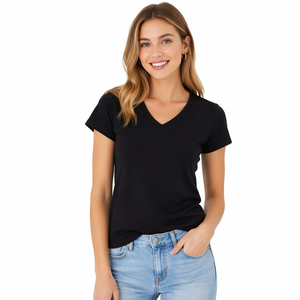 T-shirt ample à col rond et manches courtes pour femme, rose, coupe ample, tissu jersey 100% coton, couleur unie, à porter toute l'année - Product Image 2