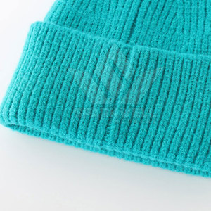 Turquoise Ribbed Knit <b>Beanie</b> <b>Hat</b> Unisex Adult Winter Warm Casual Cap 56-58CM Solid Color Computer Knitted Acrylic - Product Image 4